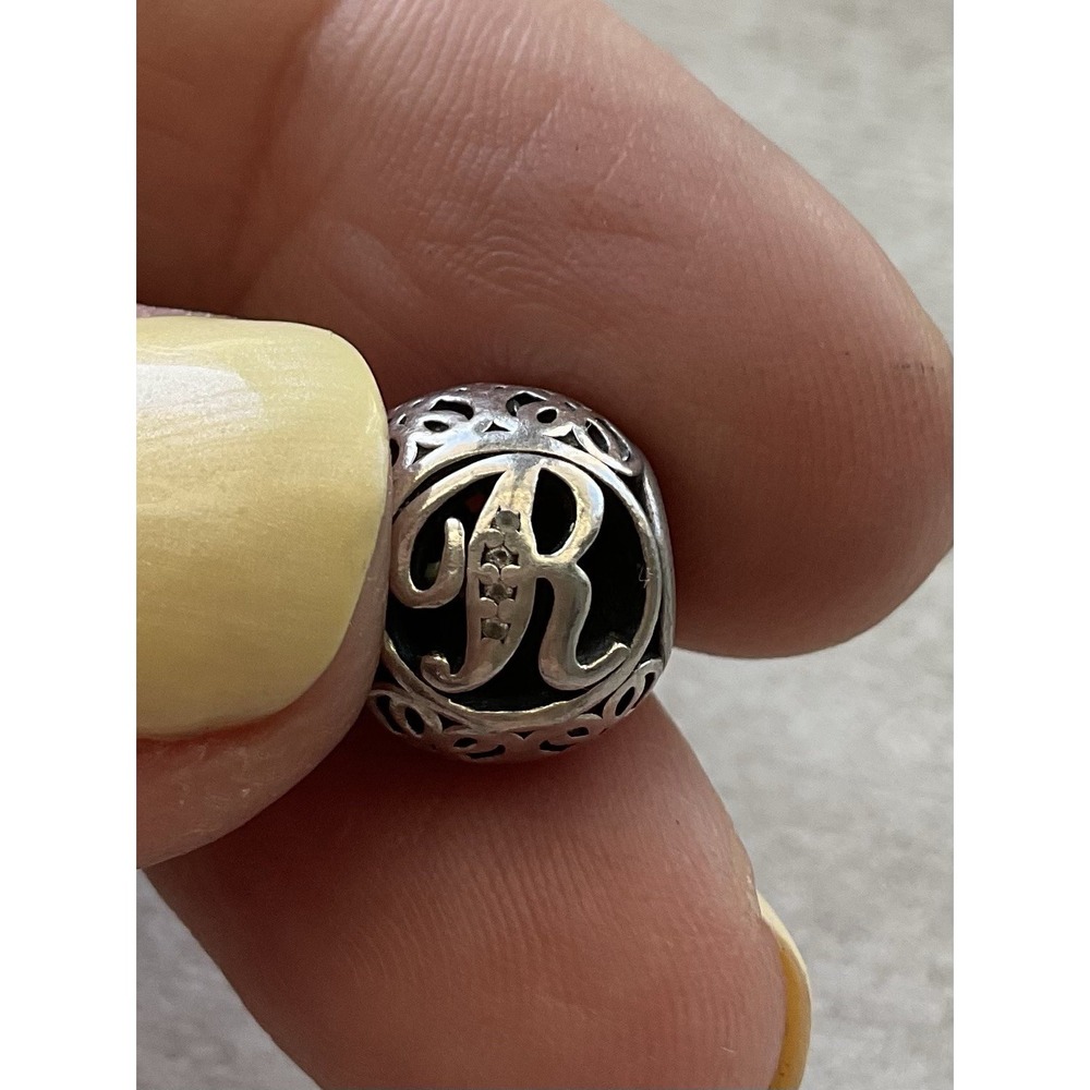 retired Pandora Vintage Letter R Charm ALE 925 Sterling Silver Openwork